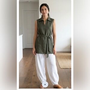 Studio Olive Green Linen Top